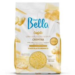 Depil Bella Cera Depilatória Confete com Dióxido de Titânio e Cacau Cremosa Chocolate Branco 1kg