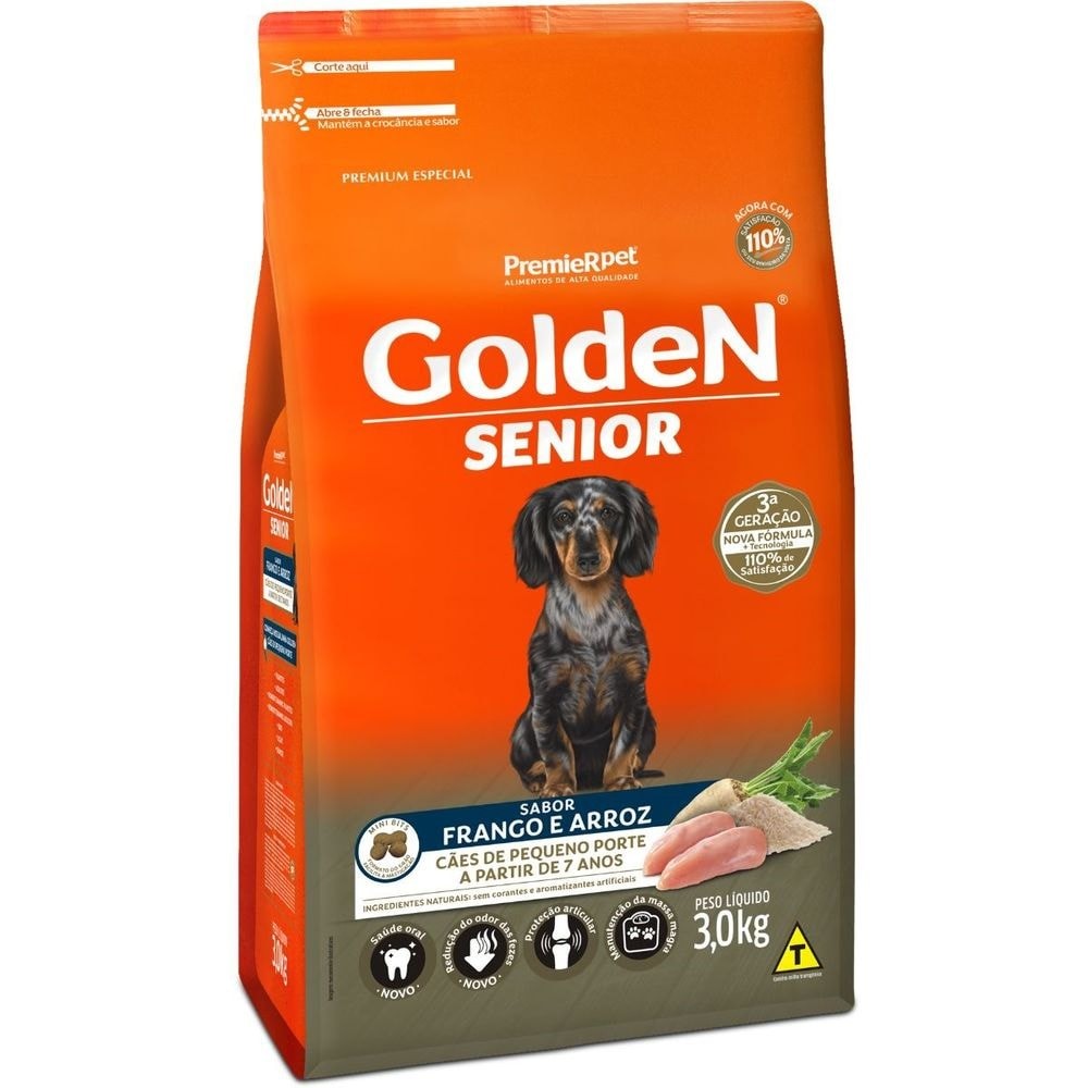 Ração GoldeN Formula Mini Bits Cachorros Raças Pequenas Sênior Frango e Arroz 3,0kg em Oferta na Shopee