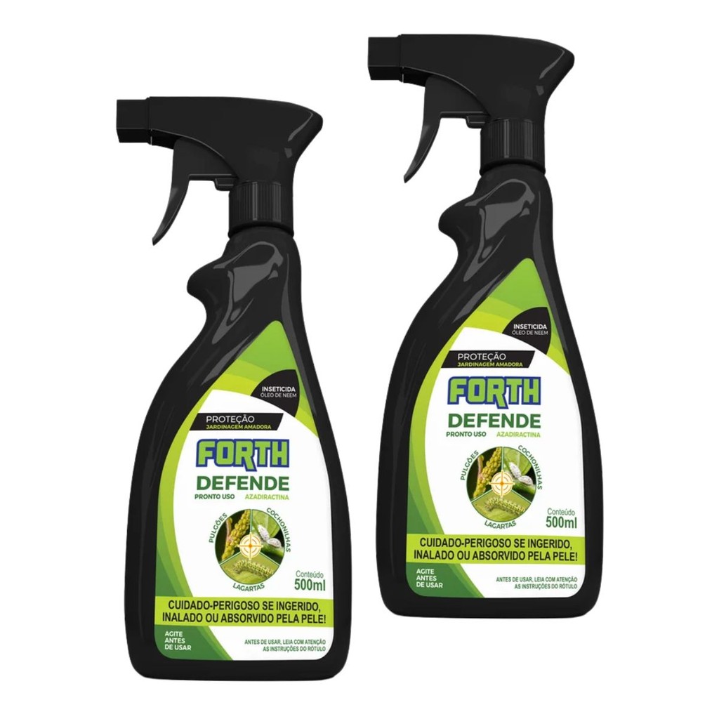 02 Forth Defende Pronto Uso 500ml Inseticida Óleo de Neem