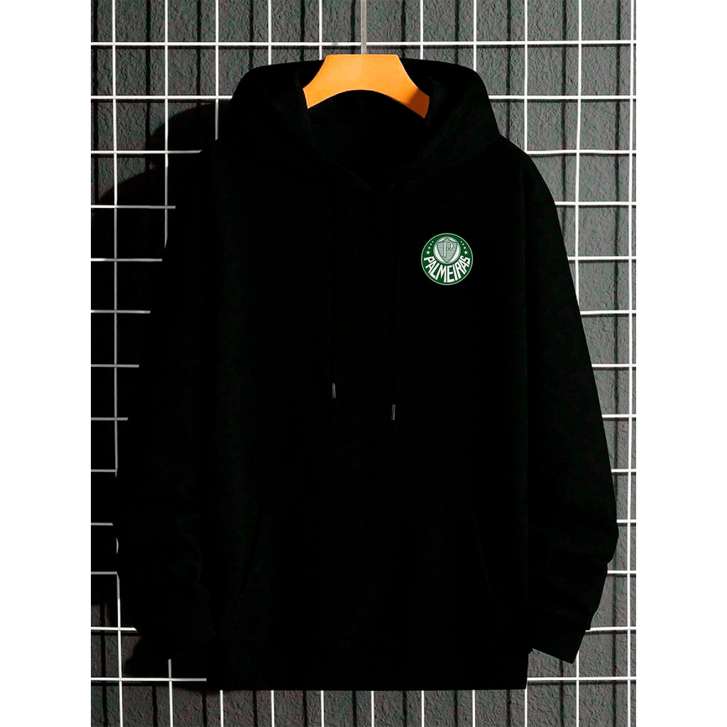 Moletom Canguru Palmeiras Unissex Estampado Blusa de Frio Moletom Moda Inverno Com Capuz E Bolso Time Futebol Alviverde.