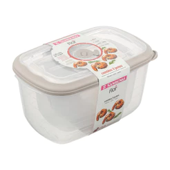 Kit 3 Potes Plásticos Retangulares Herméticos Cappuccino 700ml, 2,3L, 4,6L Flor Sanremo