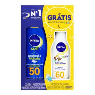 Protetor Solar Nivea FPS50 200ml + P Solar Kids FPS60 100ml em Oferta na Shopee
