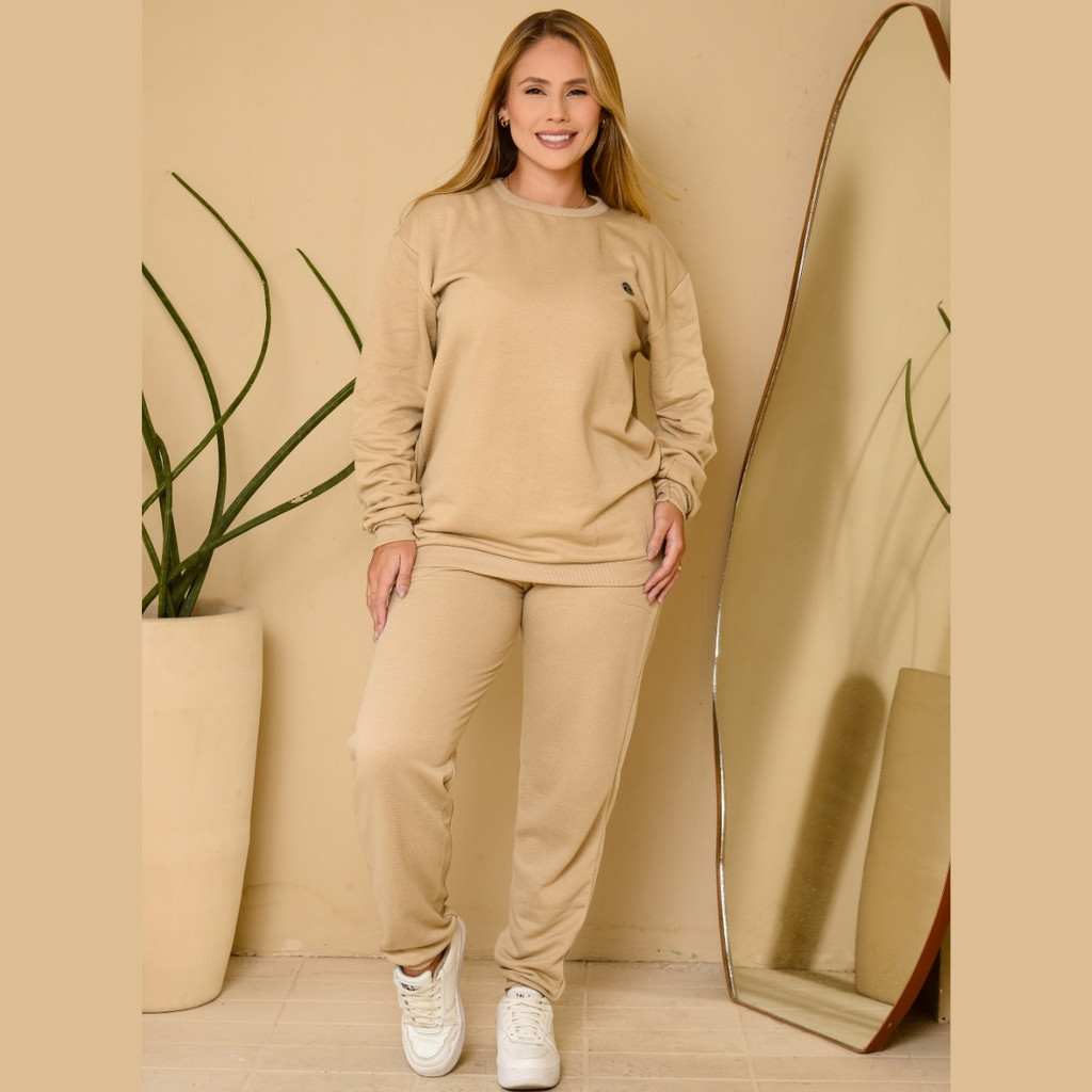 Conjunto Moletinho Feminino Leve Inverno Frio Confortavel