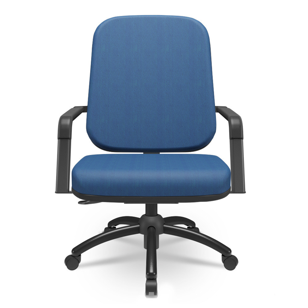 Cadeira de Escritório Giratória com Braço Preta Magno P03 Crepe Azul - Lyam Decor