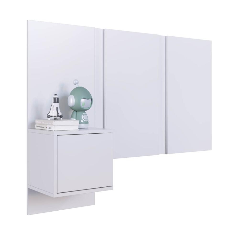Cabeceira Solteiro com Mesa de Cabeceira Extensível PL1090 120x90cm Branco - Art In Móveis em Oferta na Shopee