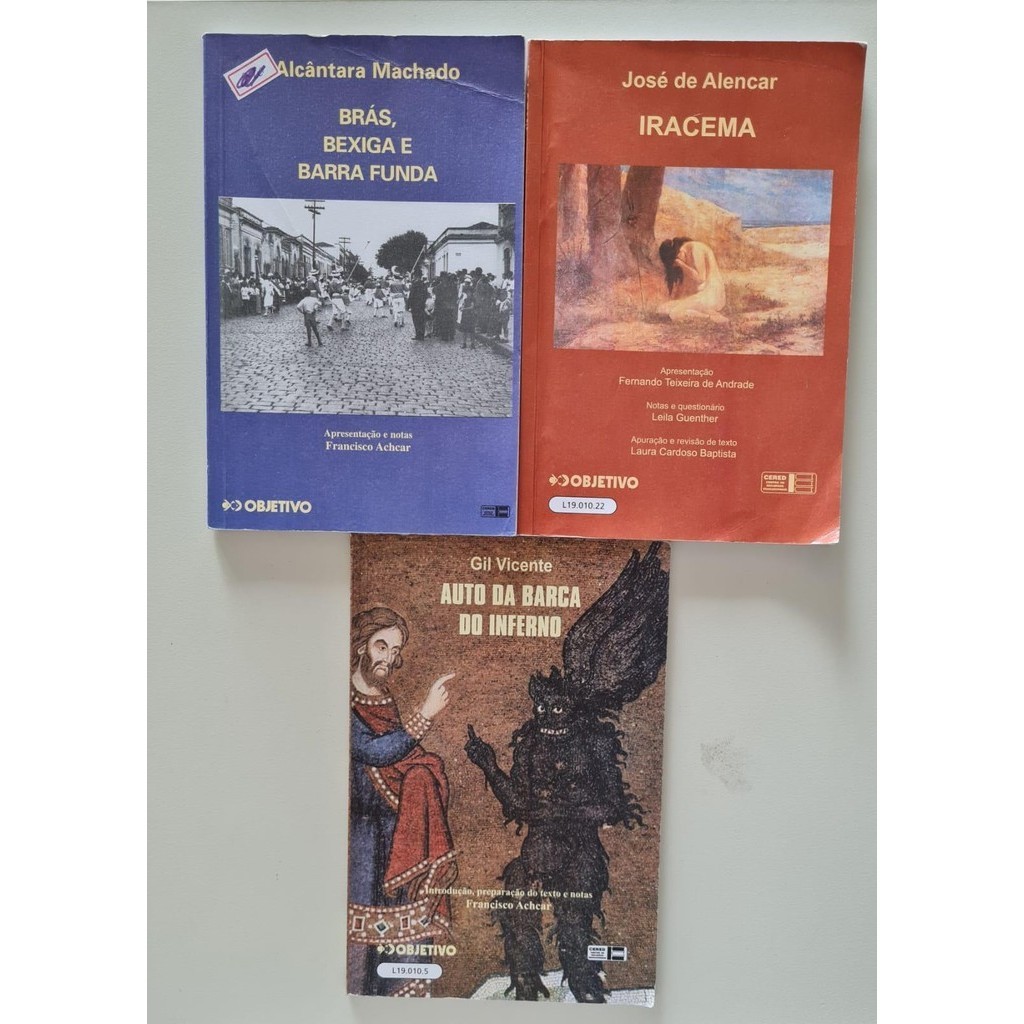 LIVRO, KIT(3), COLEÇÃO OBJETIVO, 1 AUTO DA BARCA DO INFERNO, 2 BRÁS BEXIGA E BARRA FUNDA, 3 IRACEMA