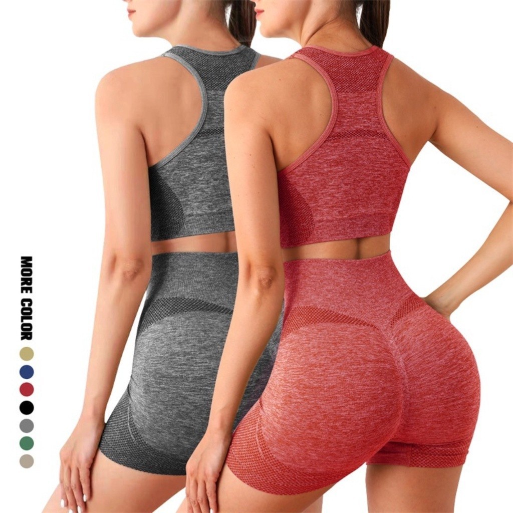 2 pecas /Conjunto Academia Fitness Feminino Leggings 1 Top Bra 1 Shorts Levanta Bumbum