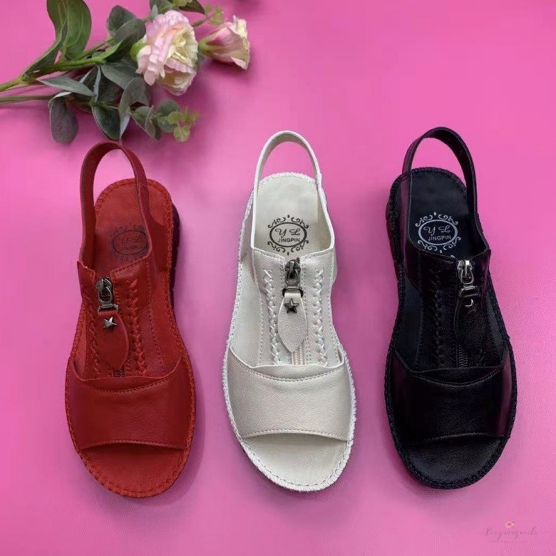 Sandálias Ortopédicas Plus Pu Suporte Redondo Confortável Proteção De Couro Para As Mulheres Design Antiderrapante Sandalias Verão 1351