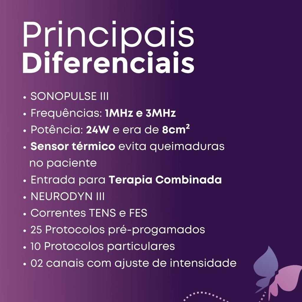 Detalhes do Neurodyn III Ibramed Tens/Fes + Sonopulse III 1 E 3mhz