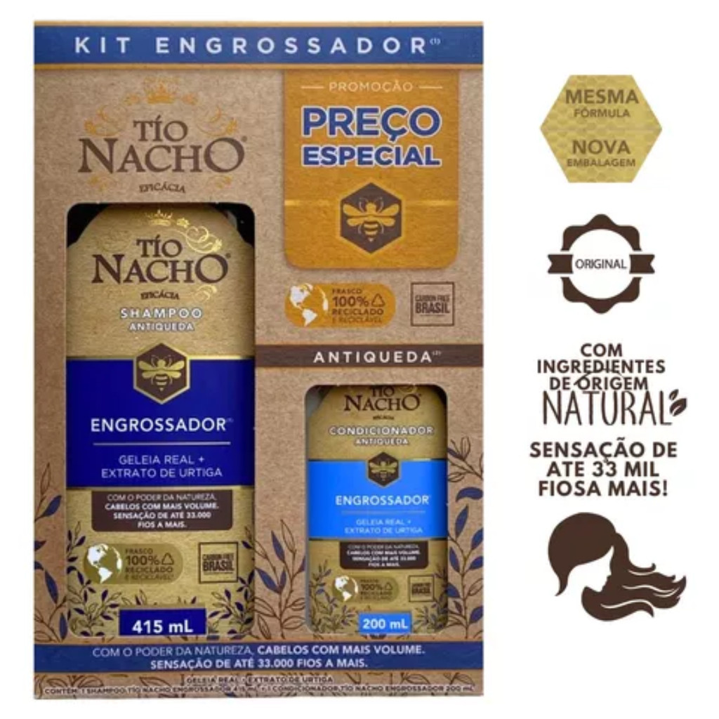 Tio Nacho Kit Engrossador Shampoo 415ml Condicionador 200ml: Onde Comprar | BuscaProdutos