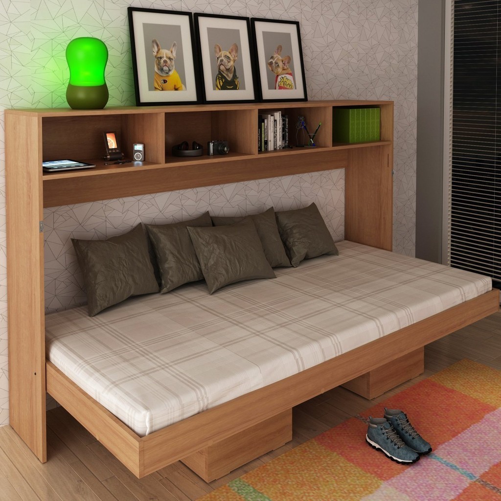 Cama Articulada Horizontal de Solteiro com 6 Nichos CM8020 Amendoa