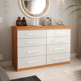 Cômoda 8 Gavetas 135x93,3cm Gênova Plus Freijó/Off White em Oferta na Shopee