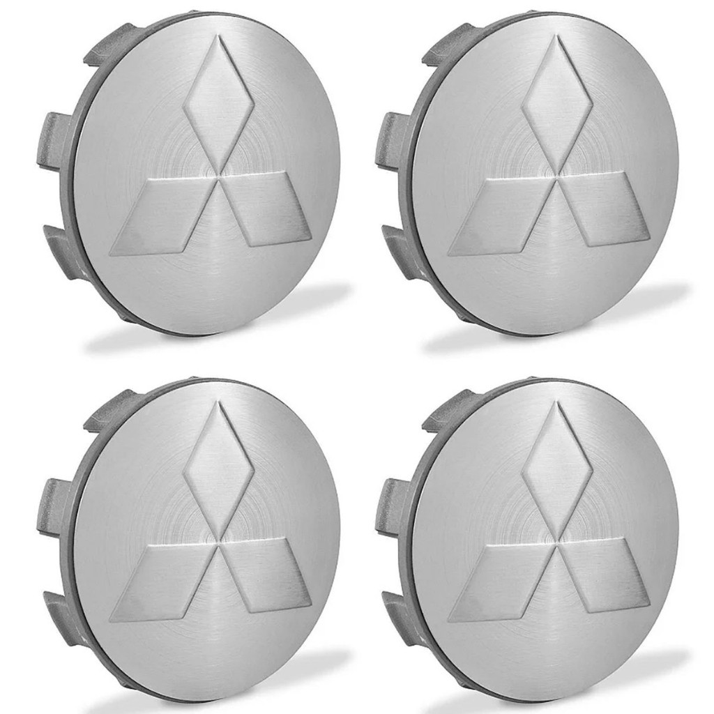 Kit 4 Calota Calotinha Centro Tampa Roda Mitsubishi Triton Pajero Tr4 55mm Prata