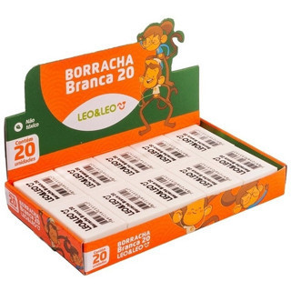 Kit 20 Unidades Borracha Branca Escolar N°20/40/60 Leo&Leo em Oferta na Shopee