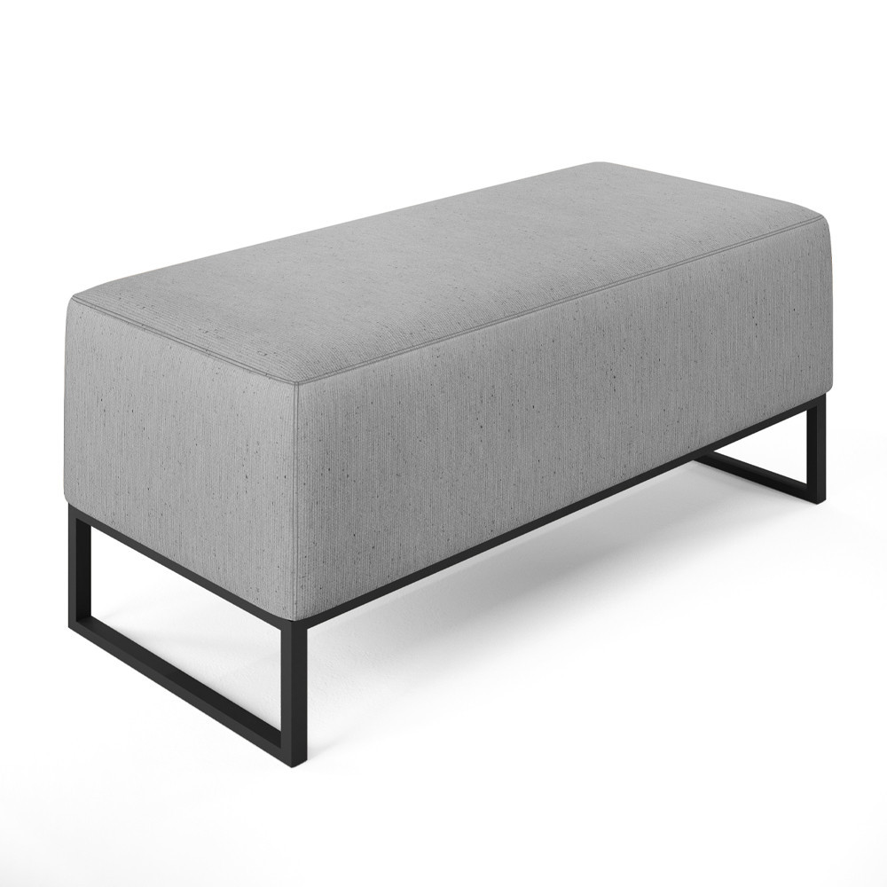 Puff Decorativo Para Sala de Estar Cléo W01 Base de Ferro 90 cm Linho Cinza - Lyam Decor - Home & Living