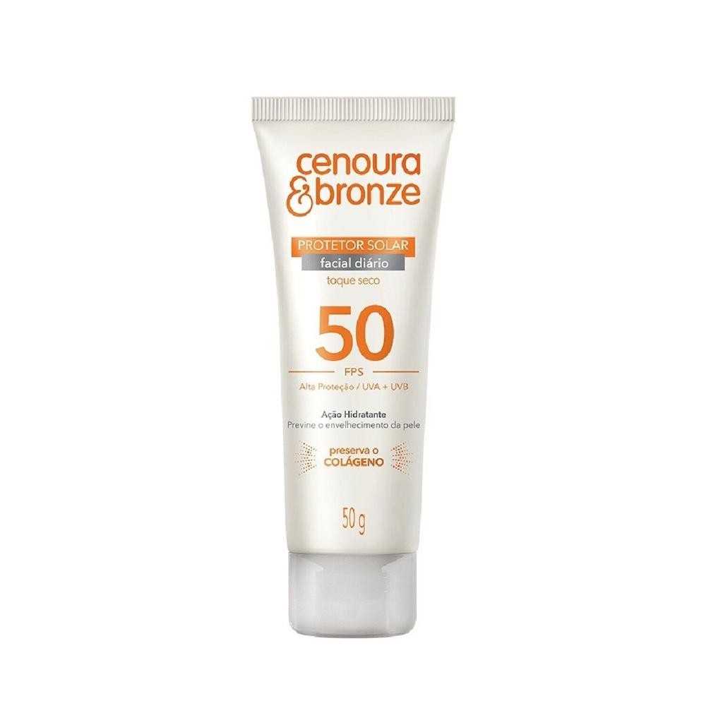 Protetor Solar Facial Diario Cenoura & Bronze FPS50 Toque Seco 50g