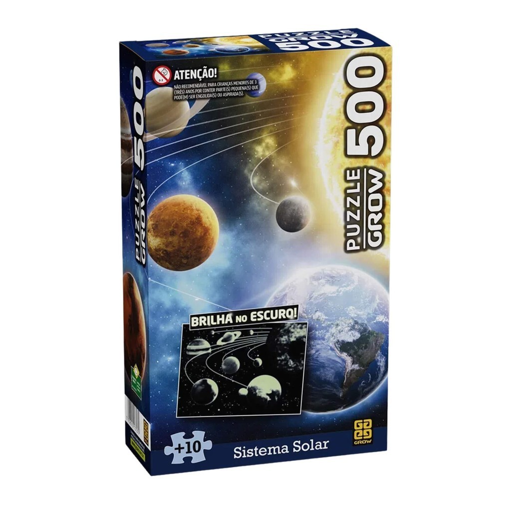 Quebra-Cabeça Puzzle Sistema Solar 500 Peças Brilha no Escuro 03727 - Grow em Oferta na Shopee