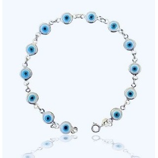 Pulseira prata 925 olho grego branco e azul - prata original em Oferta na Shopee