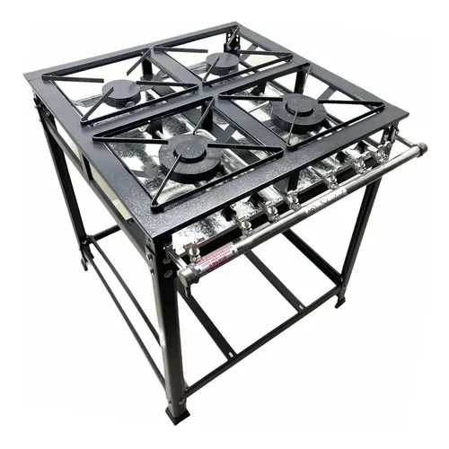 Fogão Industrial 4 Bocas 2qs 2qd 30x30 Baixa Pressão Mr Fogões