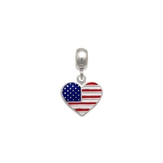 Berloque bandeira Estados Unidos formato coração prata 925 em Oferta na Shopee