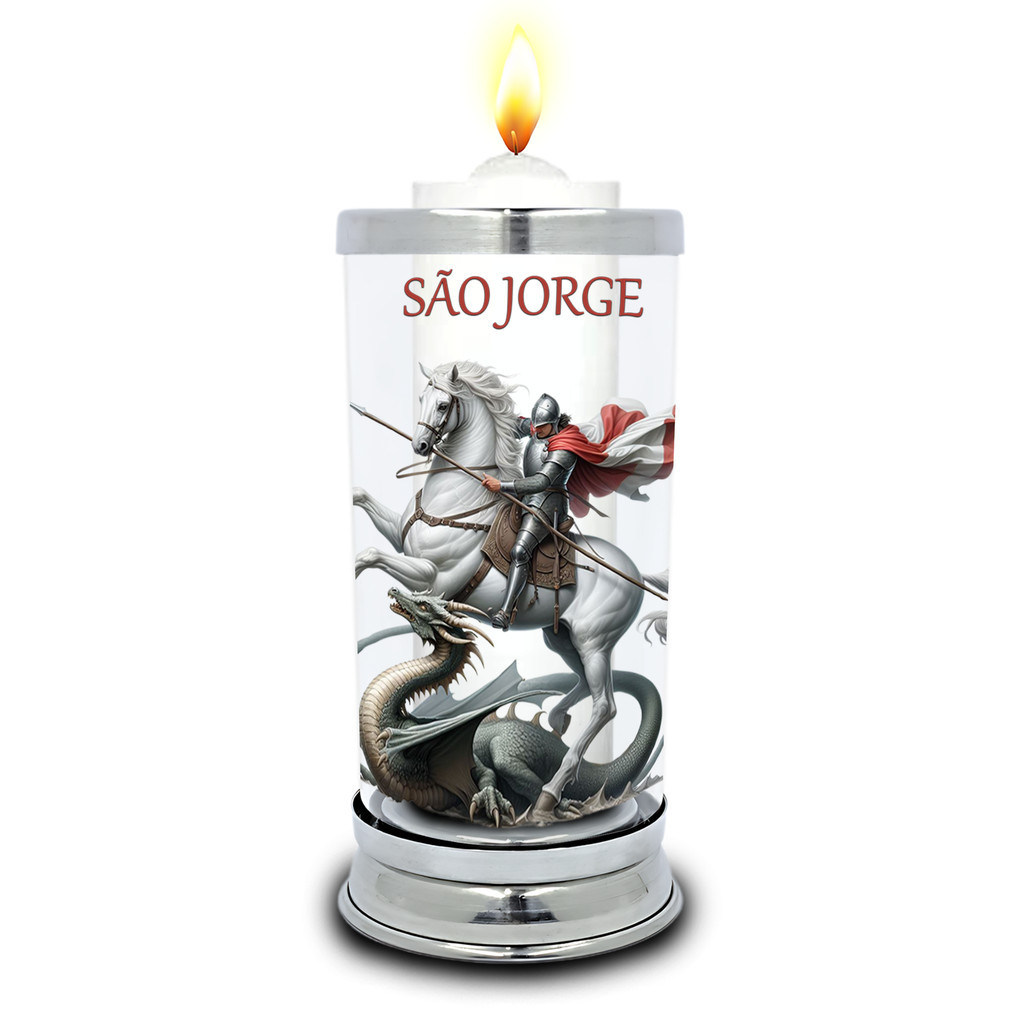 Protetor de Velas 7 dias São Jorge Copo Vidro Castiçal