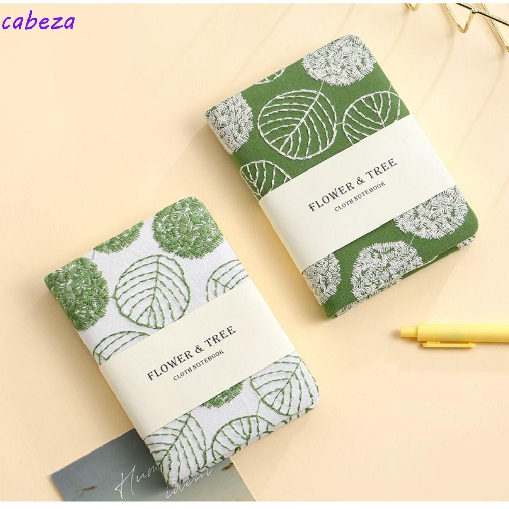 CABEZA Leaf Hand Ledger , Caderno Bordado Compacto Com Estilo , Capa De Tecido Criativo De Algodão Encadernação De Bolso Multiuso Estudante De Livro