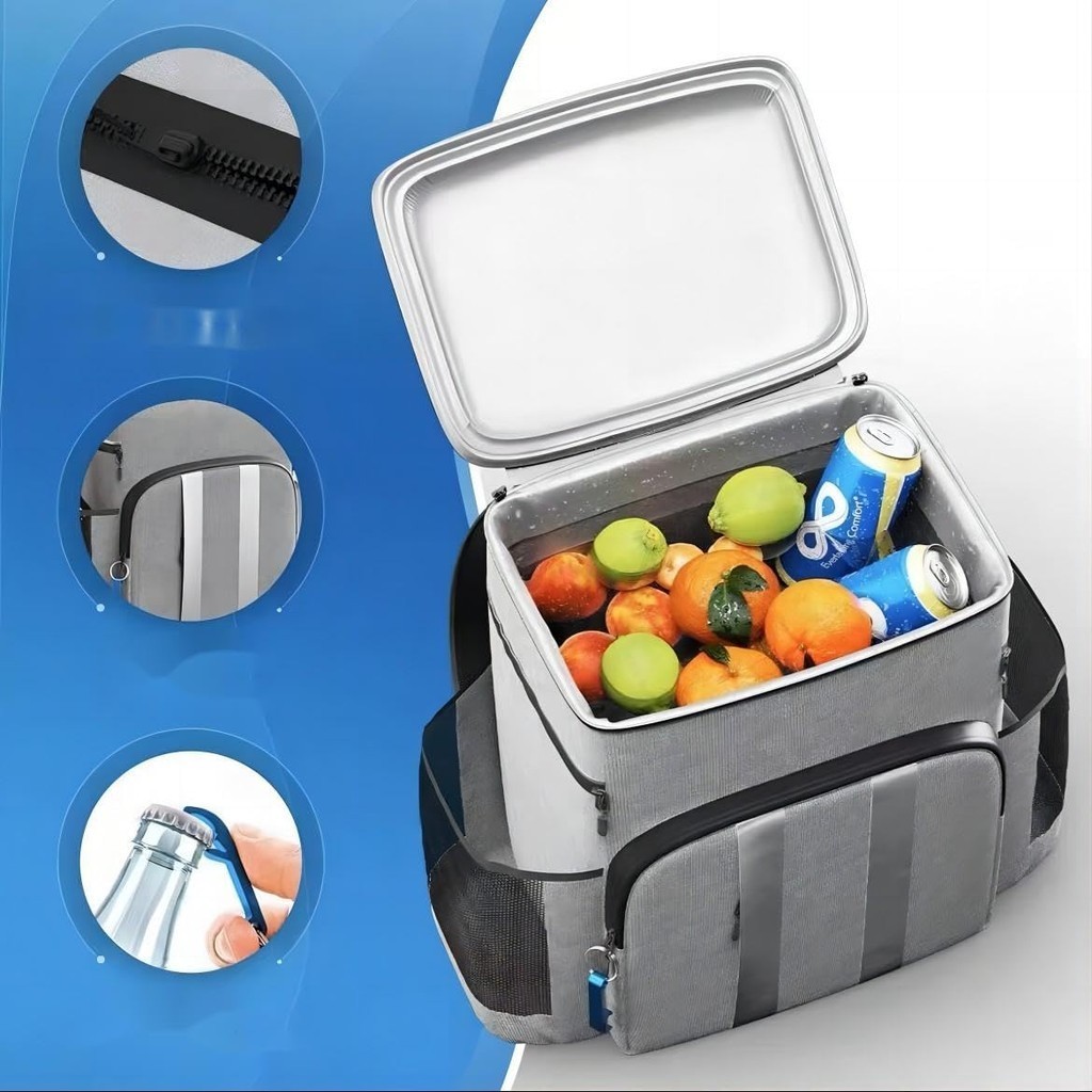 Bolsa Térmica YANGKTIC para 54 latas - 24 horas de refrigeração Mochila térmica de praia e camping Mochila Térmica Cerveja Cooler Bag Freezer 20l Food Storage