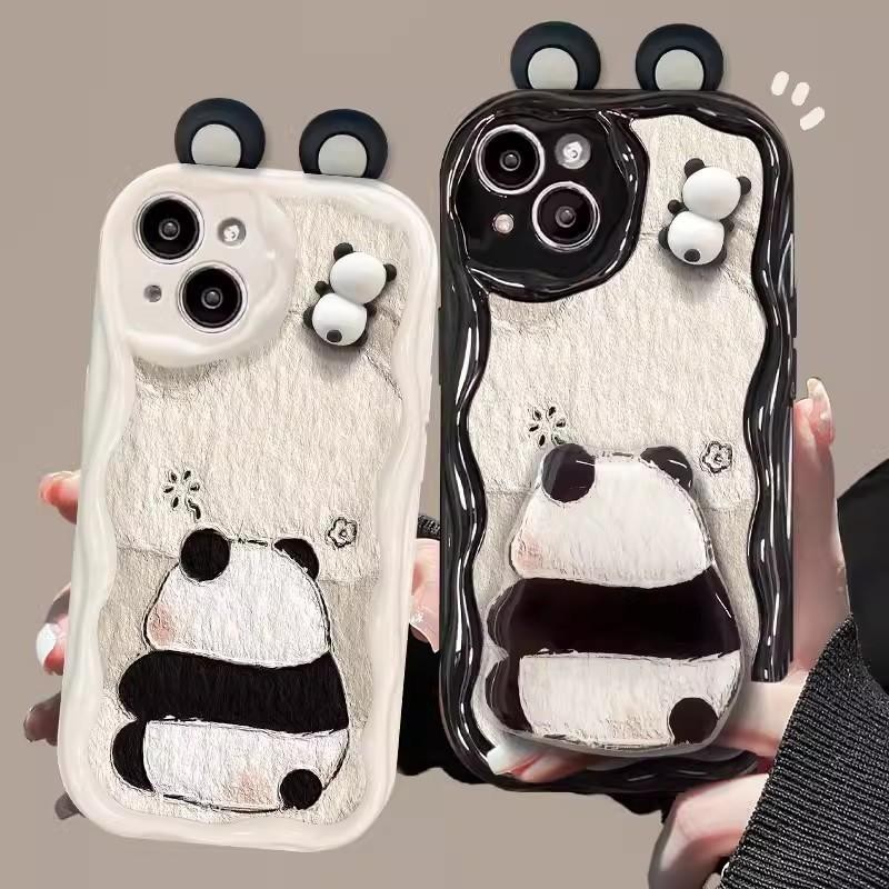 Panda Cute 3D Orelhas Bonecas Para Realme C65 12 5G Pro Plus C67 C11 C35 C12 C15 C21 C30 5 5S 5I 6I Capa De Cartoon Macia