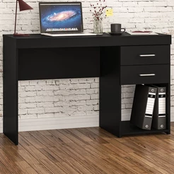 Mesa para Computador Malta 2 Gavetas Preto - Politorno