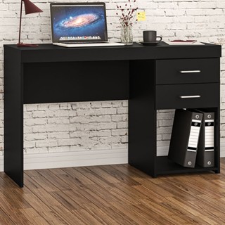 Mesa para Computador Malta 2 Gavetas Preto - Politorno em Oferta na Shopee