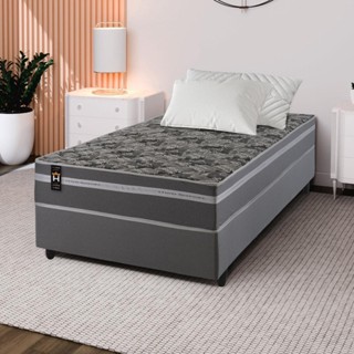 Conjunto Cama Box Espuma Miami Cinza Solteiro 88x188x62 em Oferta na Shopee