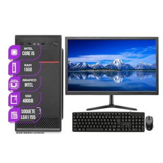 Computador Completo Mancer, Intel Core i5, 16GB De Ram, SSD 480GB, Monitor 19, Kit teclado e mouse + Adaptador WI-FI em Oferta na Shopee