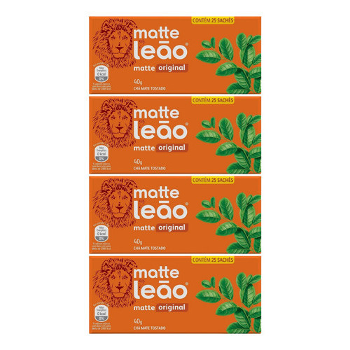 Chá Matte Leão Mate Original Sachê 40g Combo C/ 100 Unidades