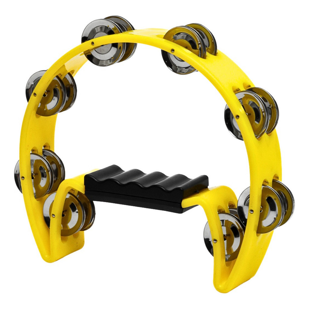 Pandeiro Meia Lua 16 Platinelas Amarelo Liverpool
