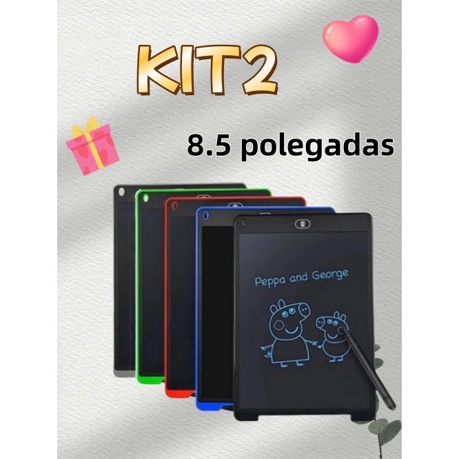 KIT2 Lousas Magicas Tablet Lcd 8.5 Polegadas Para Escrever Pintar e Desenhar Infantil