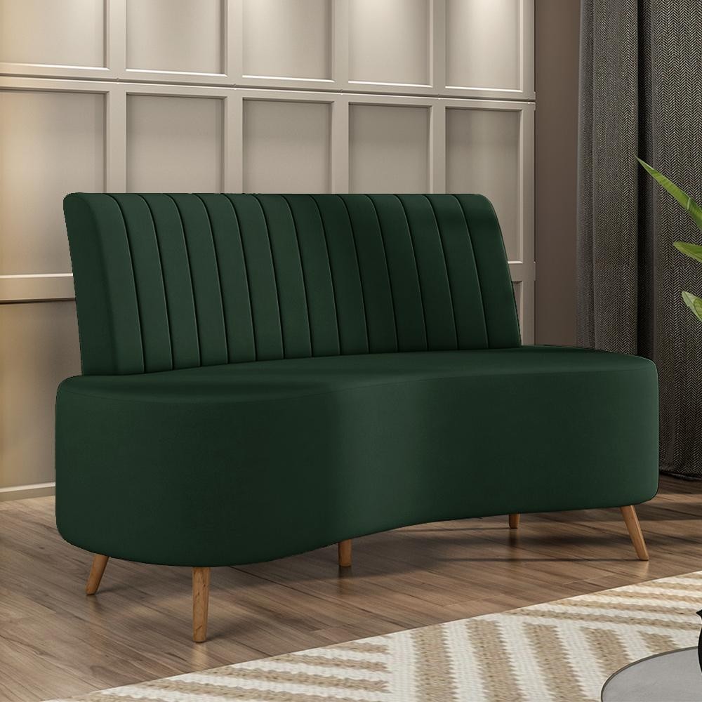 Sofá Living Decorativo 2 Lugares 1,35M Katara Verde Escuro Veludo G33 - Gran Belo - Home & Living