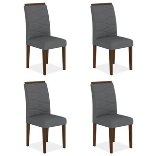 Kit 4 Cadeiras Estofadas Vitória Imbuia/cinza - Móveis Arapongas em Oferta na Shopee
