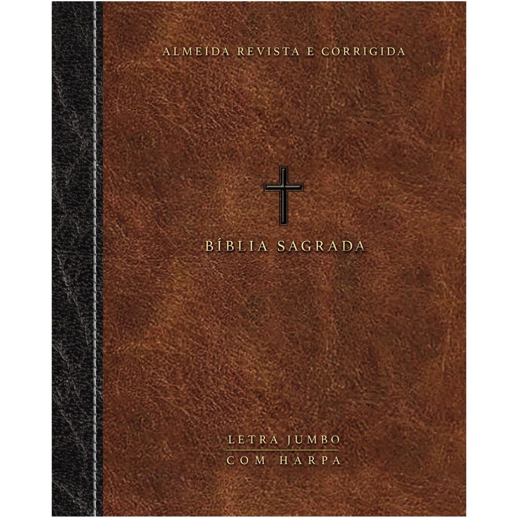 Bíblia Sagrada | Letra Jumbo | ARC com Harpa | Palavras de Jesus em Vermelho | Cruz Marrom em Oferta na Shopee