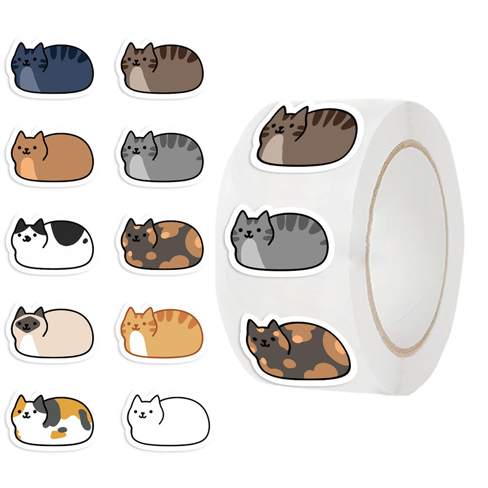 Rolo De Adesivos De Gatinho Fofo (500 Folhas) Decalques Para Decoração De Planejador , Vedação De Envelope E Artesanato