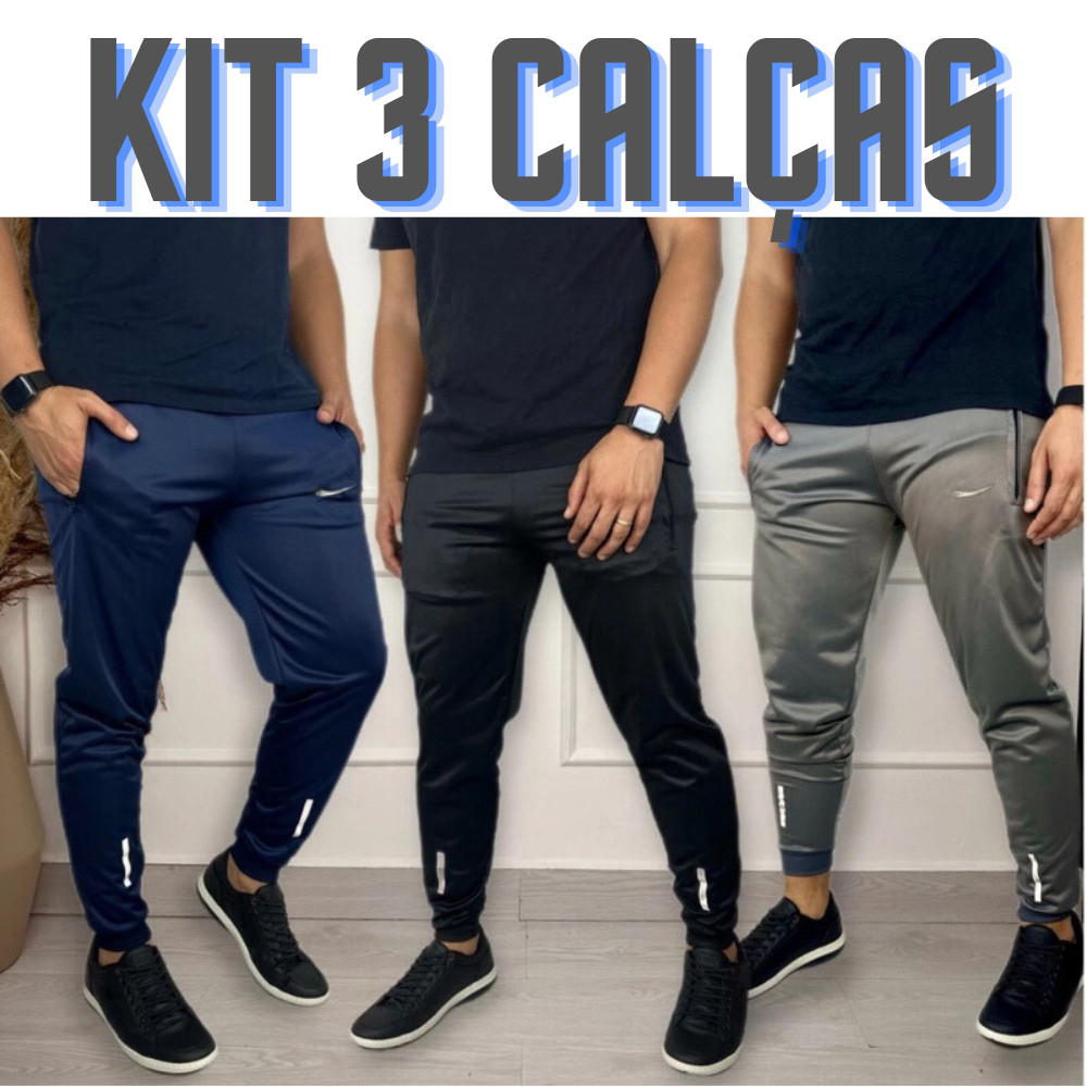 Kit Com 3 Calças Masculina Jogger Drifit Ideal para Esportes academia corrida caminhada Coleção 2025