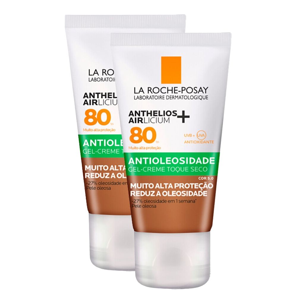 Kit 2 Protetor Solar Anthelios Airlicium+ FPS80 Antioleosidade Cor 5.0 40g - Beauty