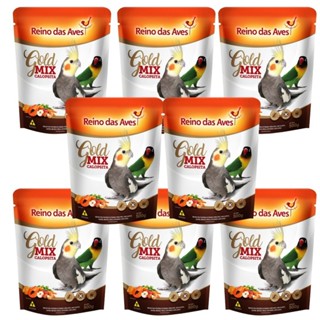 Kit 8 Calopsita Gold Mix Sementes Balanceado Reino Das Aves em Oferta na Shopee