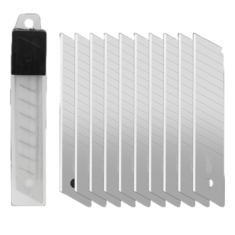 Kit Lâminas Para Estilete 18mm Caixa com 50 unidades Segmentada 0,3mm de expessura prata