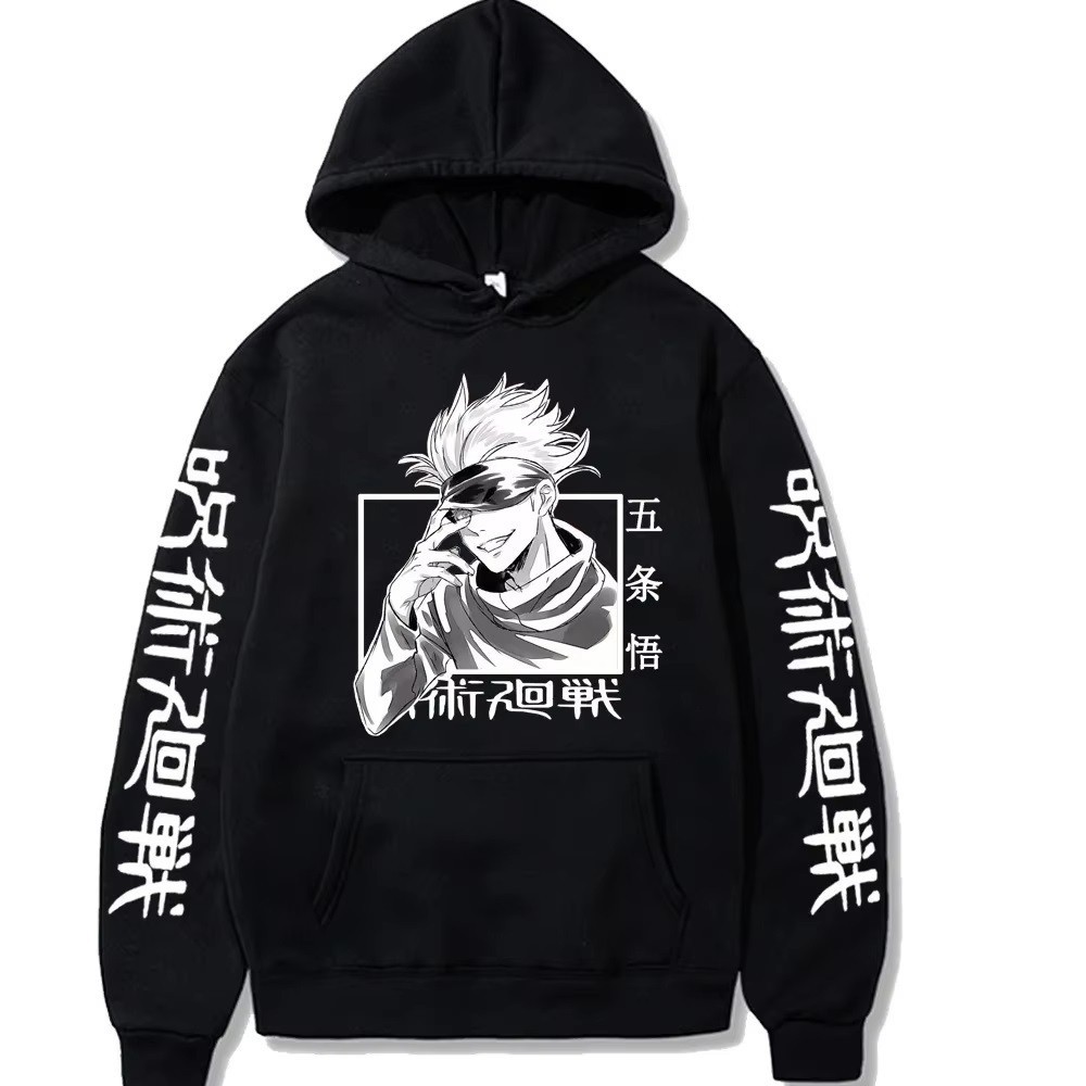 Pulover Flanelado Algodão Canguru Infantil Jujutsu Kaisen Satoro Gojo Anime Lançamento Envio Imediato