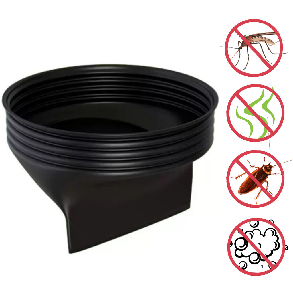 Ralo anti espuma e mau cheiro com barreira contra insetos preto 150mm