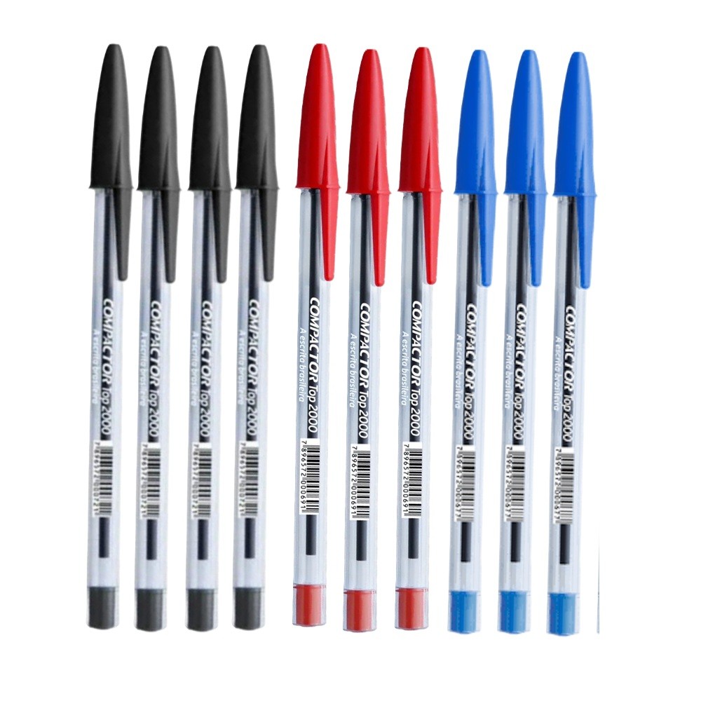 Kit Caneta Esferografica Compactor Cristal Top2000 em Oferta na Shopee