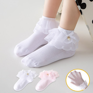 Meias De Renda Branca Para Crianças Meninas Primavera E Verão Dança De Algodão Fino Macio Respirável Princesa Latina em Oferta na Shopee