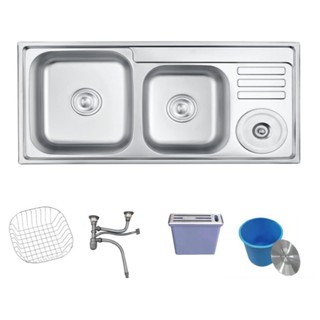 Pia Dupla de Cozinha com Cesta de Lixo e Dispenser de Facas Inox 92x45cm Belcca PCD201-02
 em Oferta na Shopee