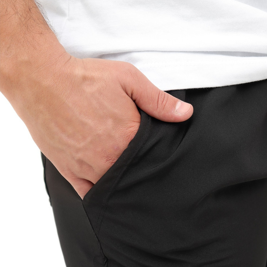 Calça Esportiva Plus Size  Masculina Academia Preta Tactel Esporte Fitness Caminhada Com Bolso Lisa