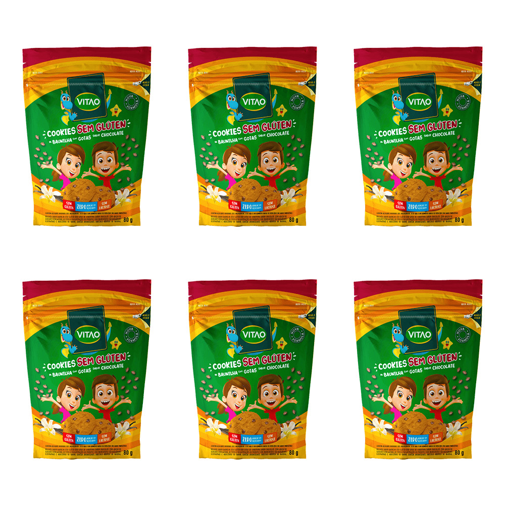 Kit Cookies Baunilha Sem Glúten Kids 80G - 6 Unidades - Mom & Baby